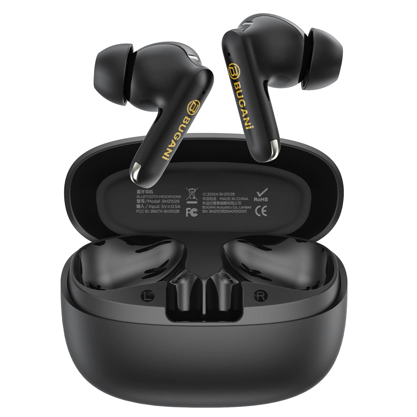 Bluetooth-handsfree Bugani Freebuds B20, TWS, ANC, Zwart