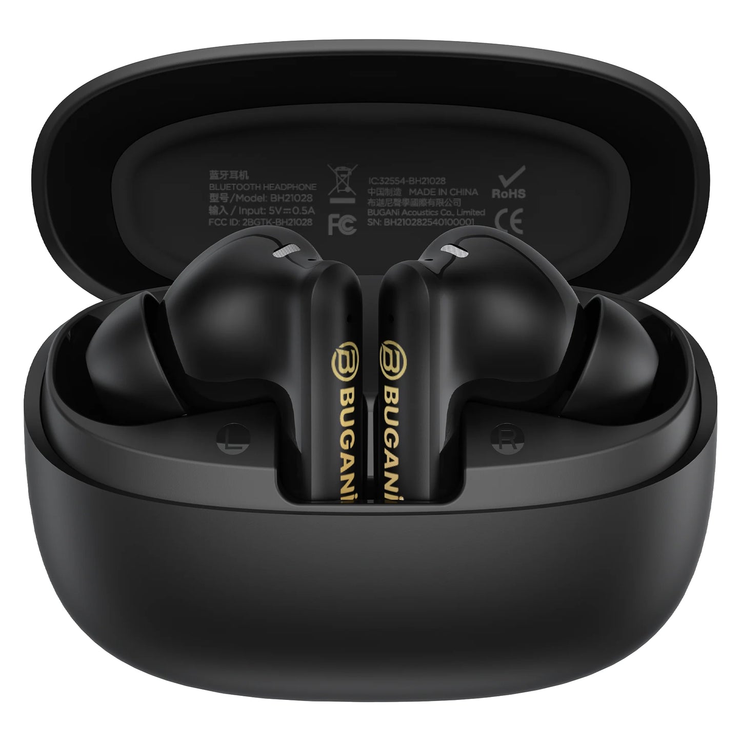 Bluetooth-handsfree Bugani Freebuds B20, TWS, ANC, Zwart
