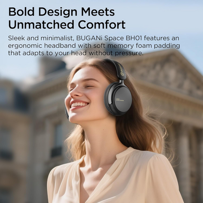 Handsfree Bluetooth Bugani Space BH01, MultiPoint, A2DP, ANC, Zwart