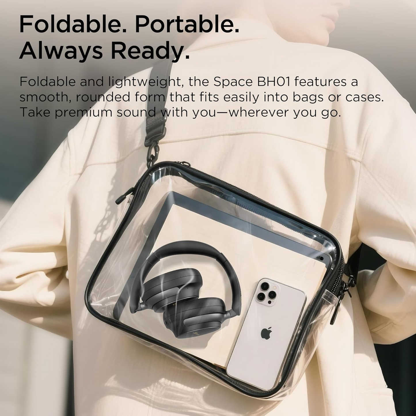 Handsfree Bluetooth Bugani Space BH01, MultiPoint, A2DP, ANC, Zwart