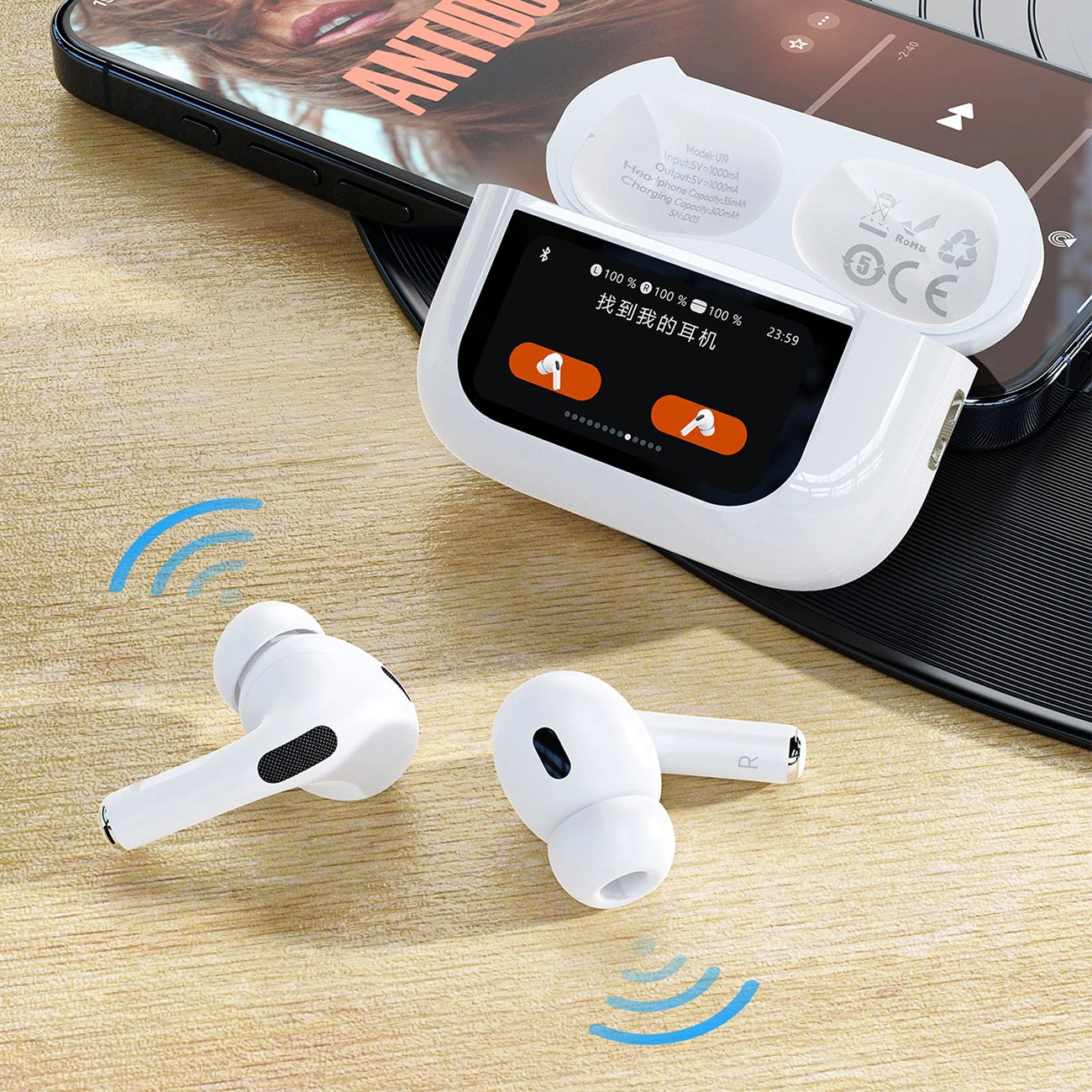 Handsfree Bluetooth Dudao U19 Display, TWS, Wit