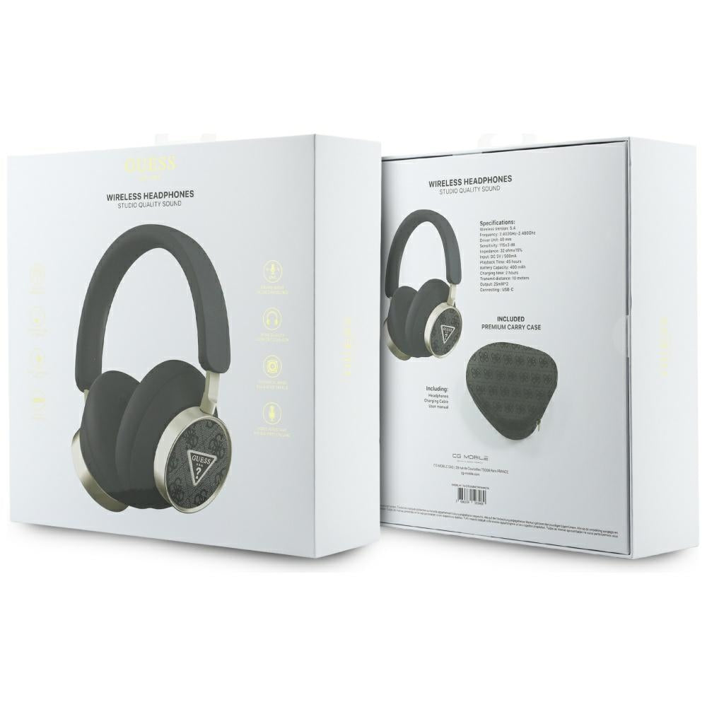 Handsfree Bluetooth Guess 4G Gouden Driehoek Logo, A2DP, Zwart