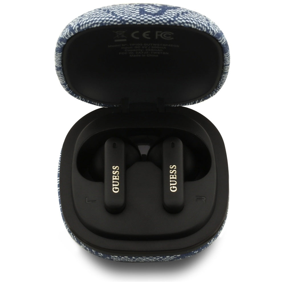 Handsfree Bluetooth Guess 4G Classic Metal Logo, TWS, Blauw