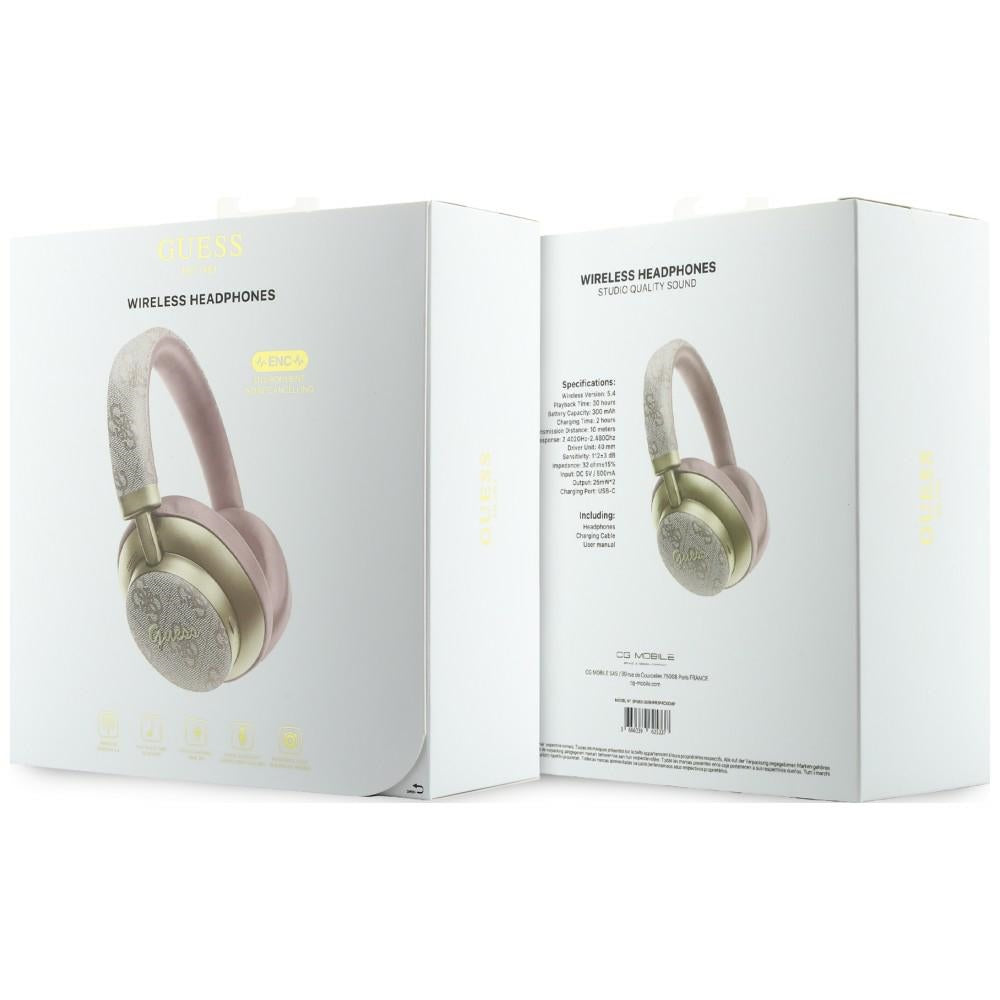 Handsfree Bluetooth Guess 4G Gold Script Metaal, A2DP, Roze