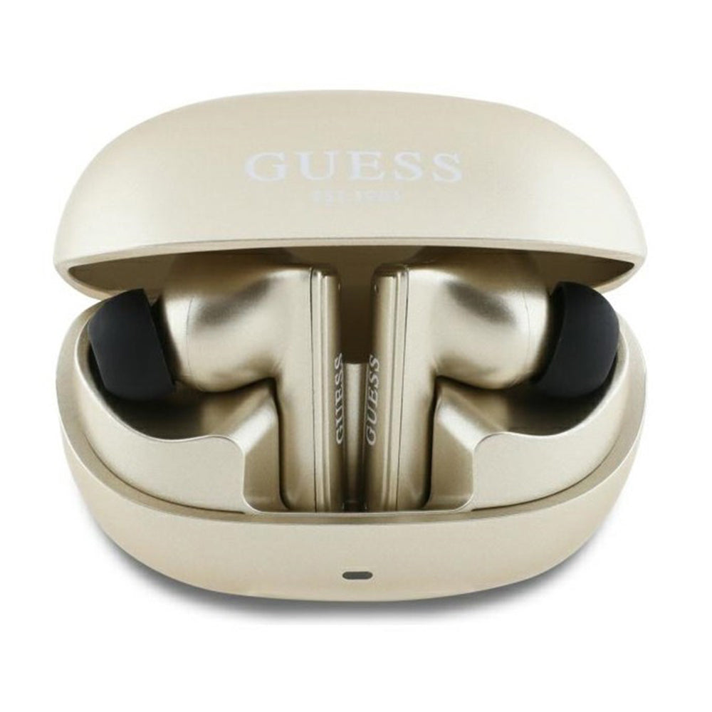 Handsfree Bluetooth Guess Capsule met bedrukt logo, TWS, ANC, Goud