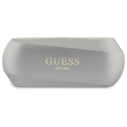 Handsfree Bluetooth Guess Verlengd Metallic Bedrukt Logo, TWS, Gri