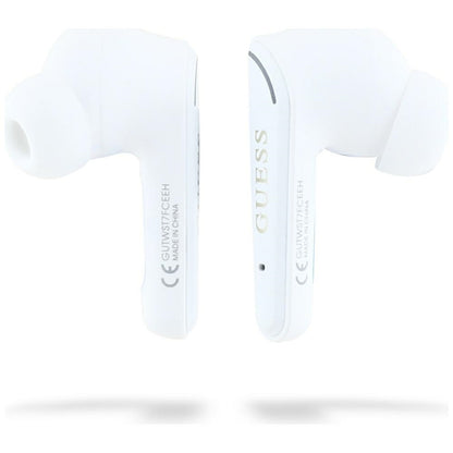 Handsfree Bluetooth Guess Flat Classic Logo Electroplated, TWS, Wit