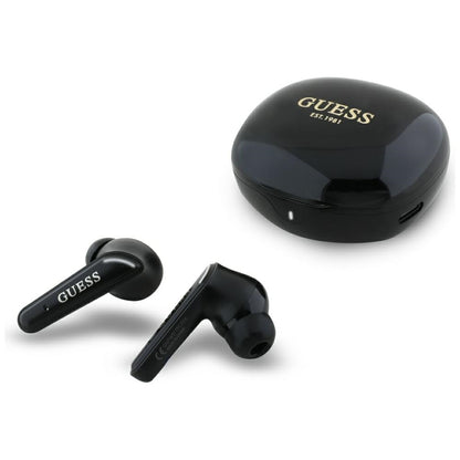 Handsfree Bluetooth Guess Flat Classic Logo Electroplated, TWS, Zwart