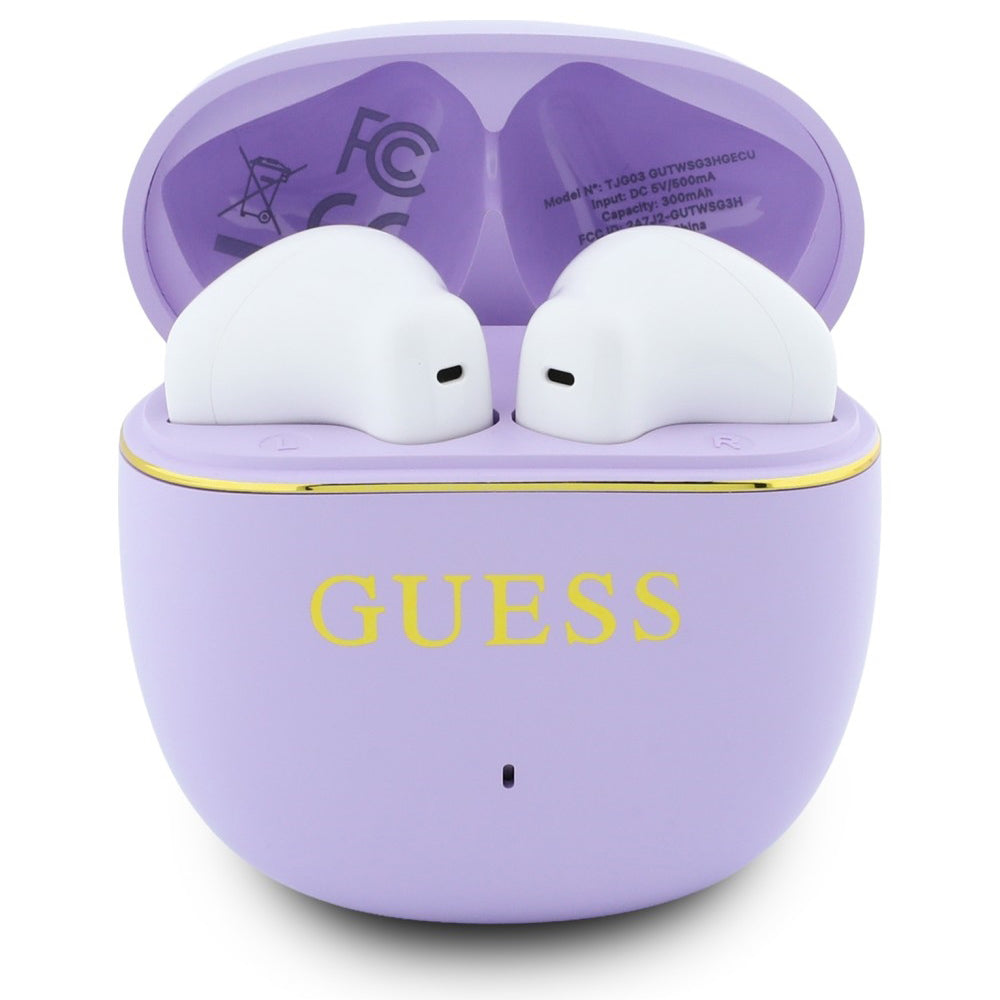 Handsfree Bluetooth Guess Glossy Gold Line Classic, TWS, Paars