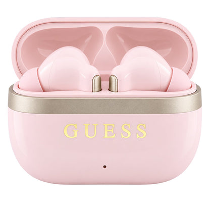 Handsfree Bluetooth Guess Glossy Gold Line Printed Classic Logo, TWS, Roze