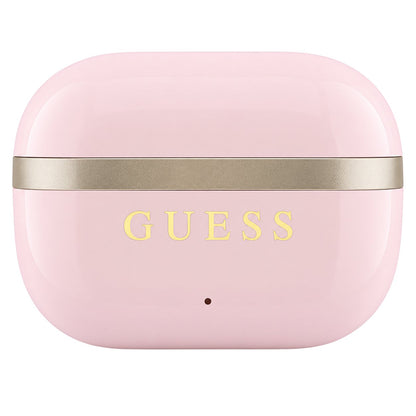 Handsfree Bluetooth Guess Glossy Gold Line Printed Classic Logo, TWS, Roze