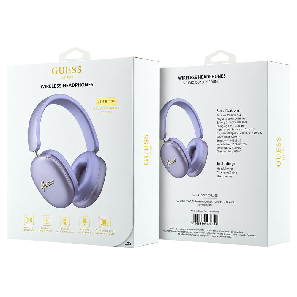 Handsfree Bluetooth Guess Metal Script Logo, A2DP, Paars