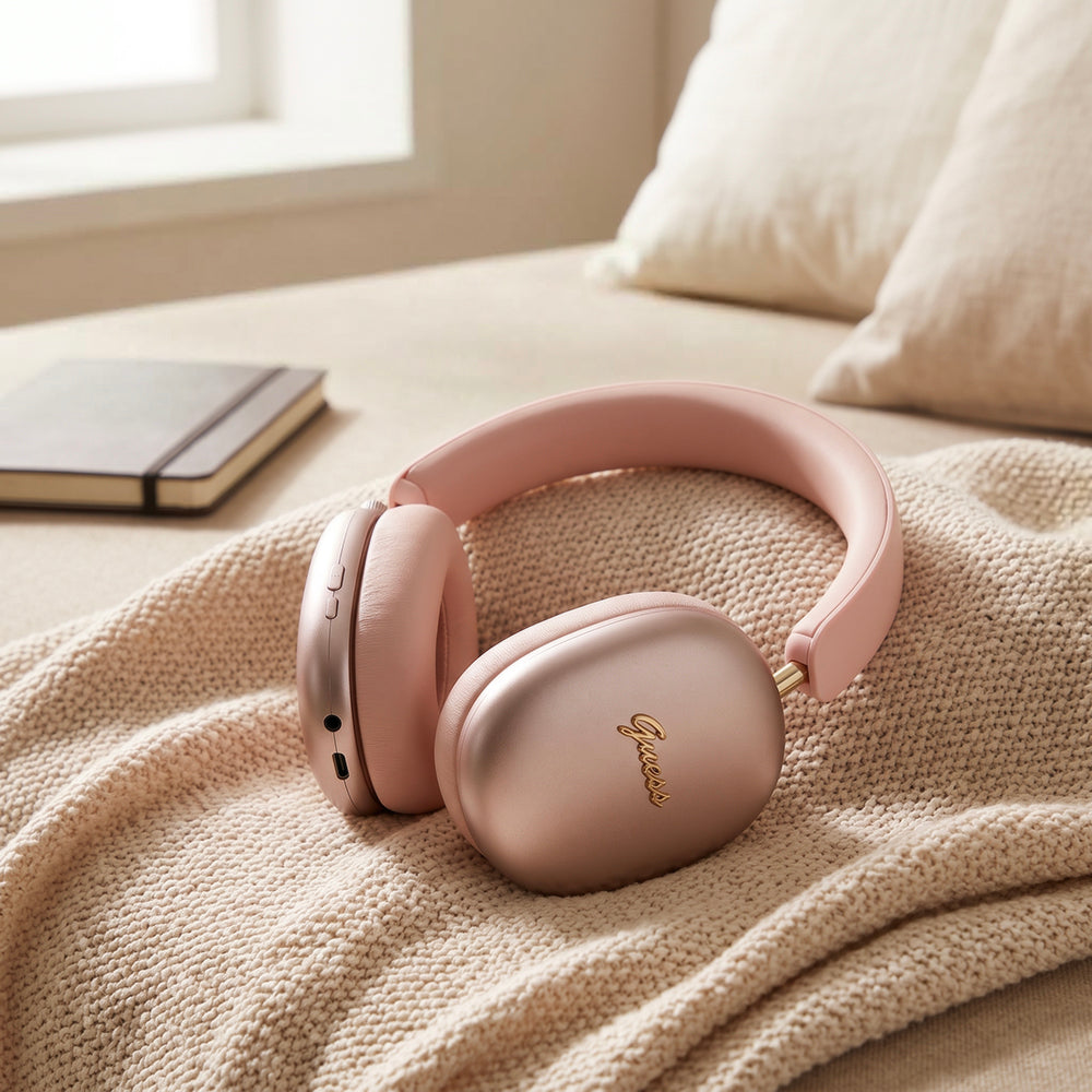 Guess Metal Script Logo Bluetooth-headset, A2DP, roze