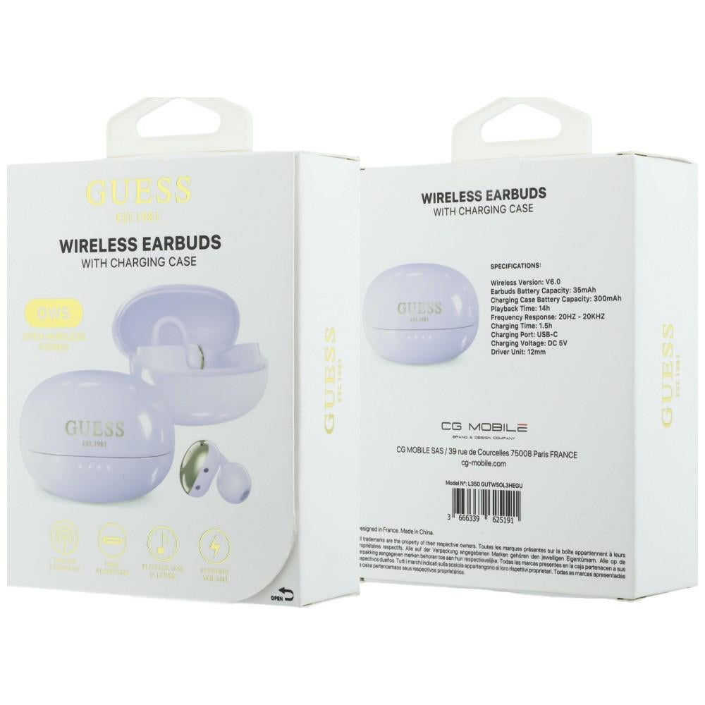 Handsfree Bluetooth Guess Metallic Finish Geëlectroplateerde Onderdelen Classic, TWS, Paars
