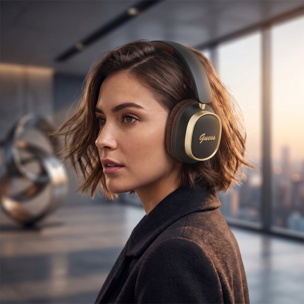 Handsfree Bluetooth Guess Rectangle Metal Script, A2DP, Zwart