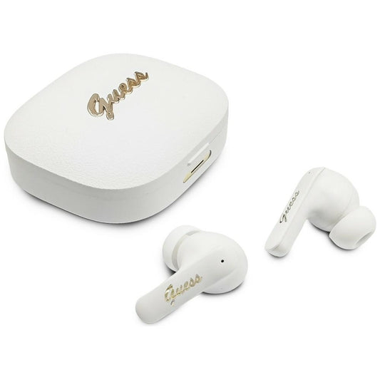 Handsfree Bluetooth Guess Script Metalen Logo, TWS, Wit