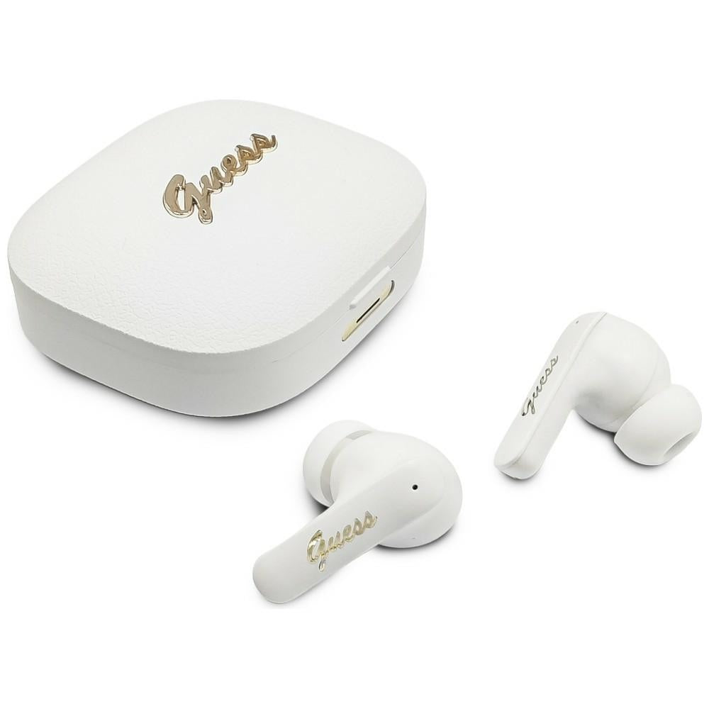 Handsfree Bluetooth Guess Script Metalen Logo, TWS, Wit