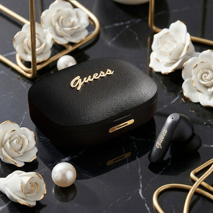 Handsfree Bluetooth Guess Script Metal Logo, TWS, Zwart