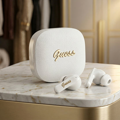 Handsfree Bluetooth Guess Script Metal Logo, TWS, Zwart
