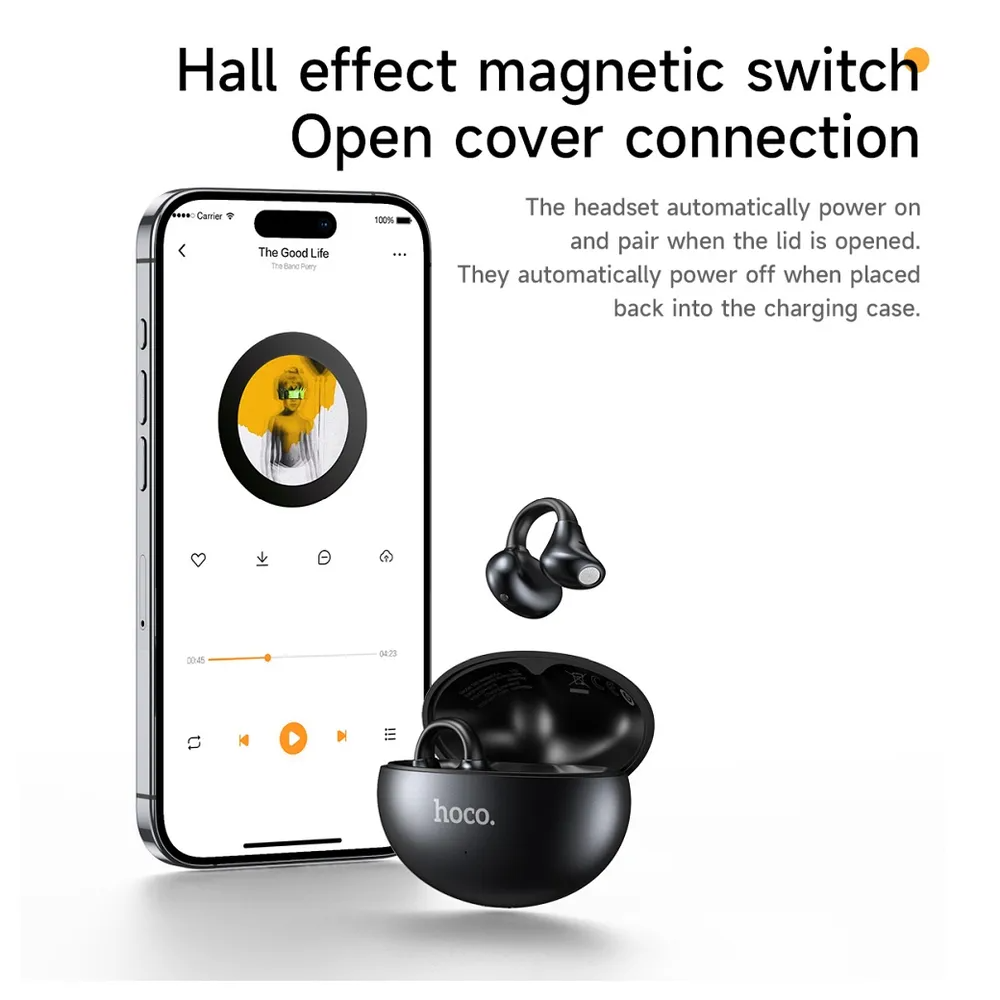 Handsfree Bluetooth HOCO EA8, TWS, Zwart