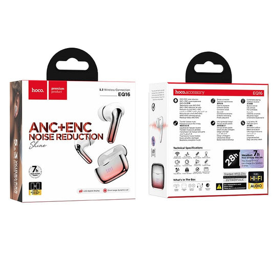 Bluetooth Handsfree HOCO EQ16, TWS, ANC, Rood