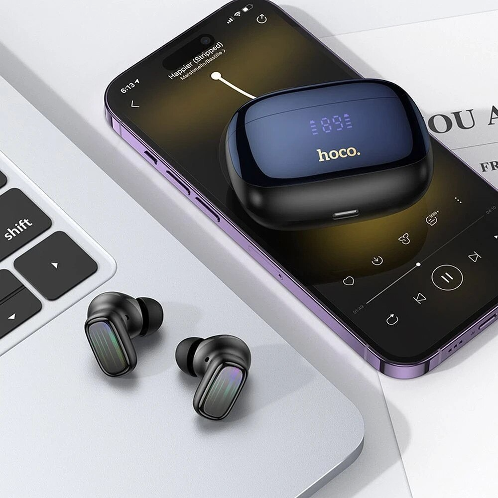 Handsfree Bluetooth HOCO EQ20, TWS, ANC, MultiPoint, Zwart