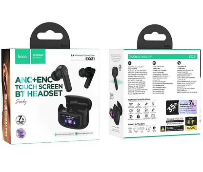 Handsfree Bluetooth HOCO EQ21, TWS, ANC, Zwart
