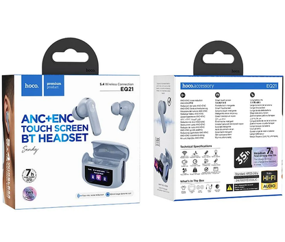 Handsfree Bluetooth HOCO EQ21, TWS, ANC, Blauw