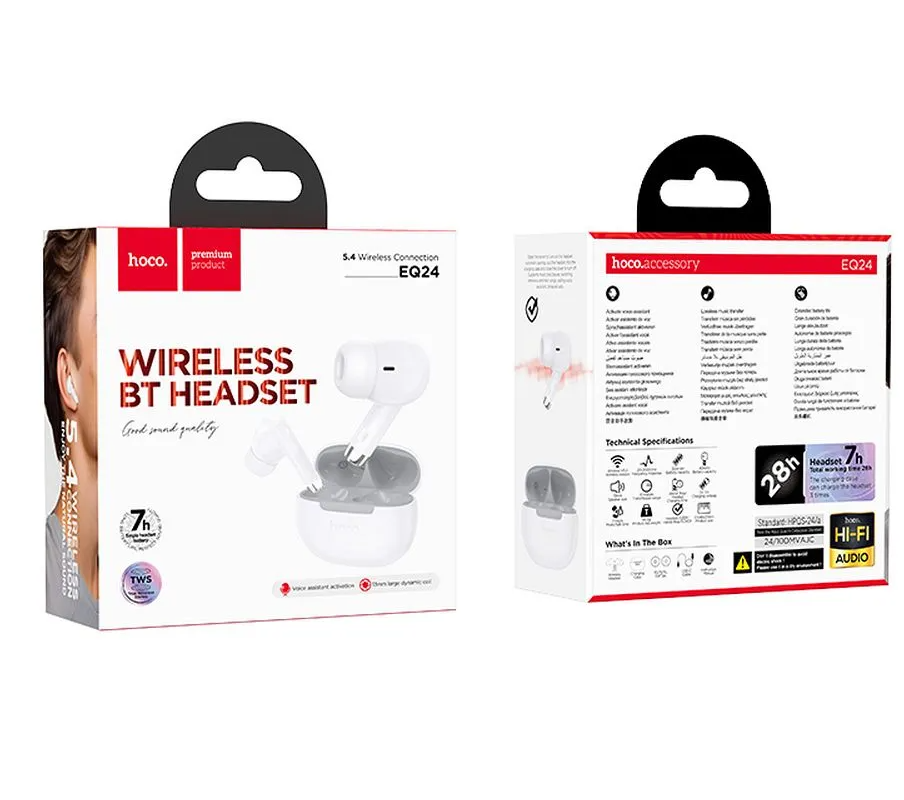 Handsfree Bluetooth HOCO EQ24, TWS, Wit