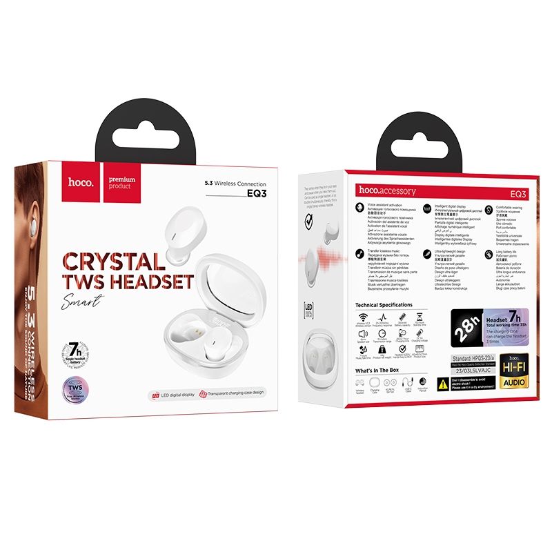Handsfree Bluetooth HOCO EQ3, TWS, Wit