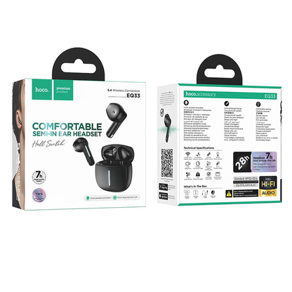 Handsfree Bluetooth HOCO EQ33, TWS, Zwart