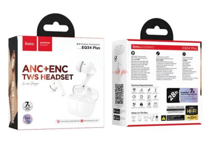 Handsfree Bluetooth HOCO EQ34 Plus, TWS, ANC, Wit