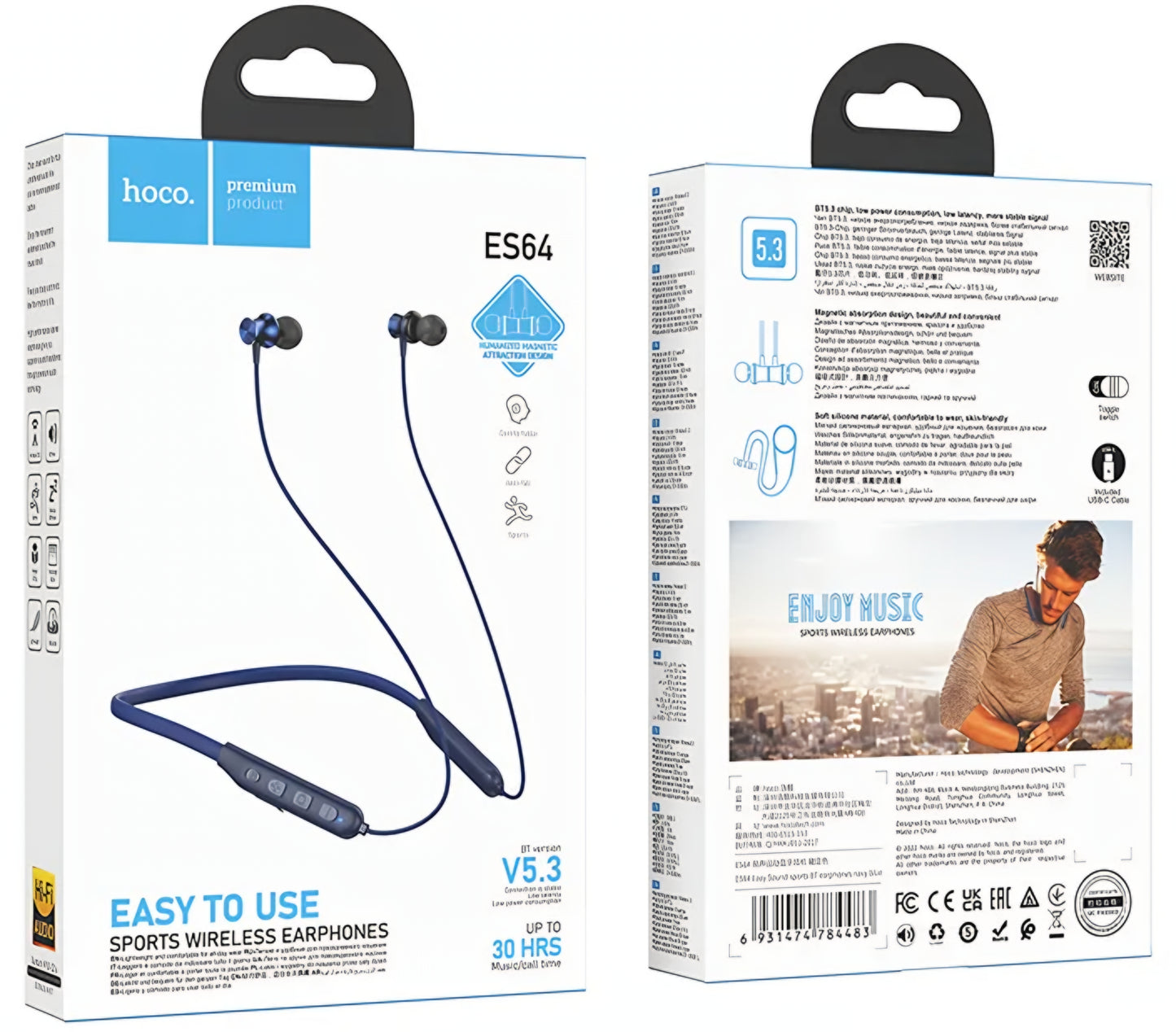 Handsfree Bluetooth HOCO ES64, A2DP, Blauw