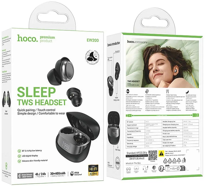 Handsfree Bluetooth HOCO EW200, TWS, Zwart