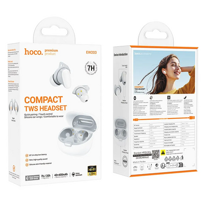 Handsfree Bluetooth HOCO EW203, TWS, Wit