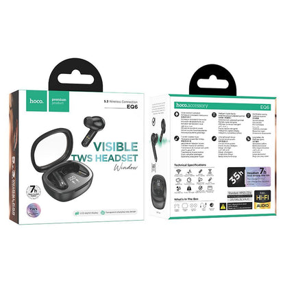 Handsfree Bluetooth HOCO Shadow EQ6, TWS, Zwart 