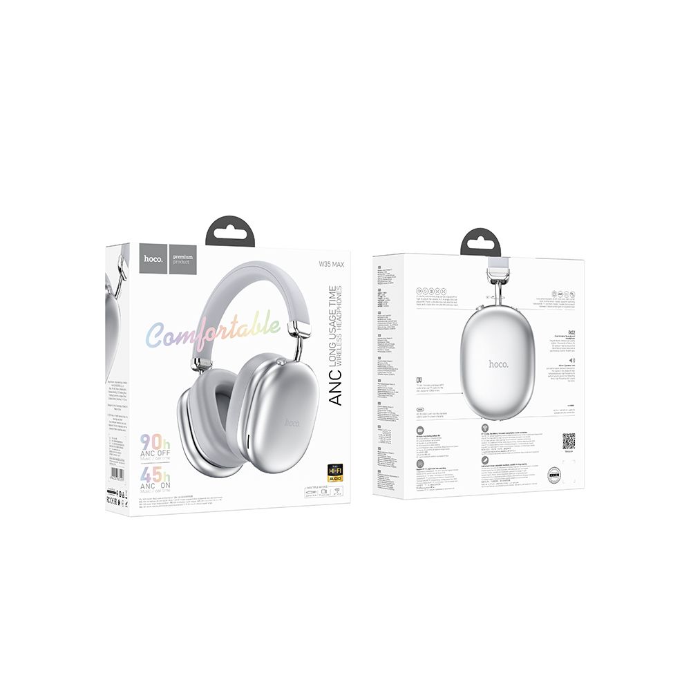 Handsfree Bluetooth HOCO W35 Max, A2DP, ANC, Zilver