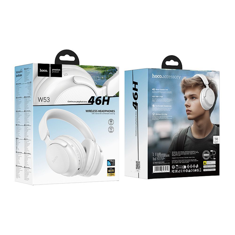 Handsfree Bluetooth HOCO W53, A2DP, Wit