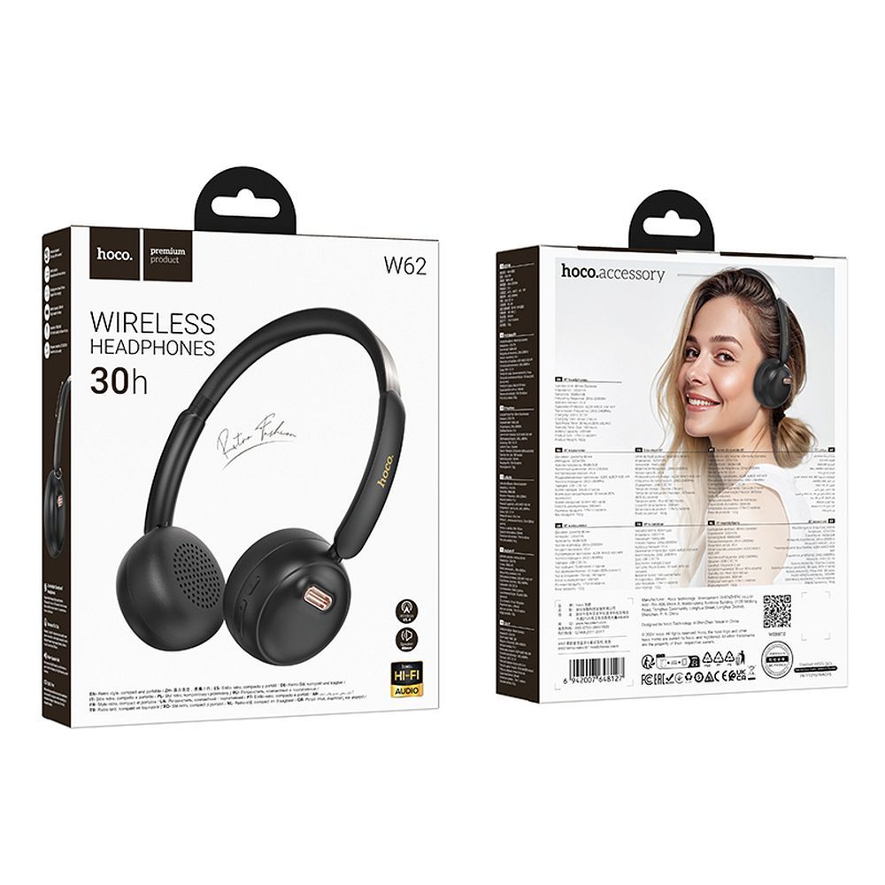 Handsfree Bluetooth HOCO W62, Zwart