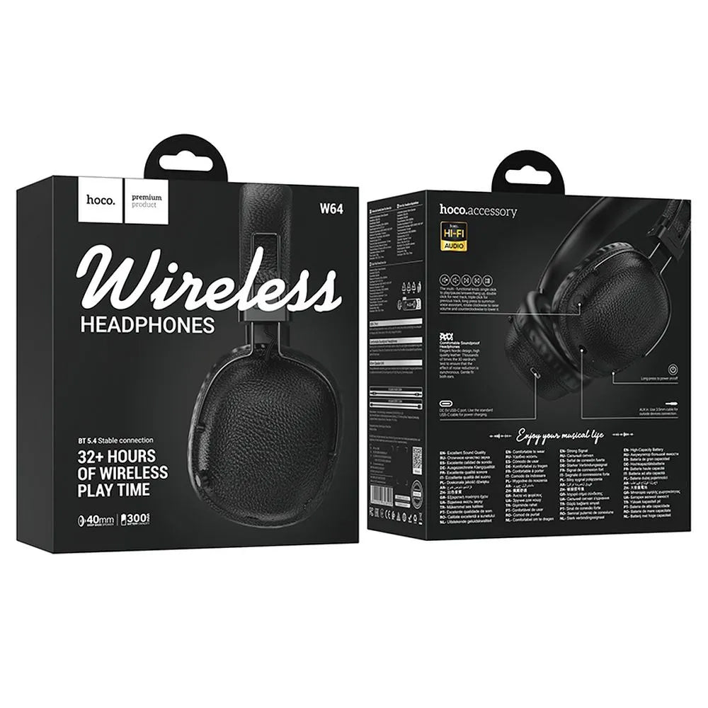 Handsfree Bluetooth HOCO W64, A2DP, Zwart