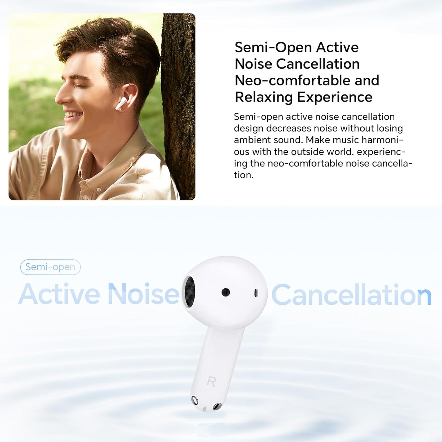 Handsfree Bluetooth Honor Choice X7e, TWS, ANC, Wit 5504ABHF