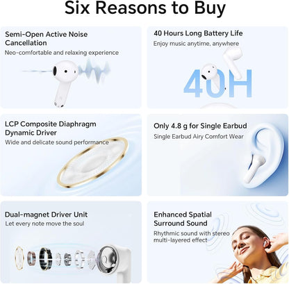 Handsfree Bluetooth Honor Choice X7e, TWS, ANC, Wit 5504ABHF