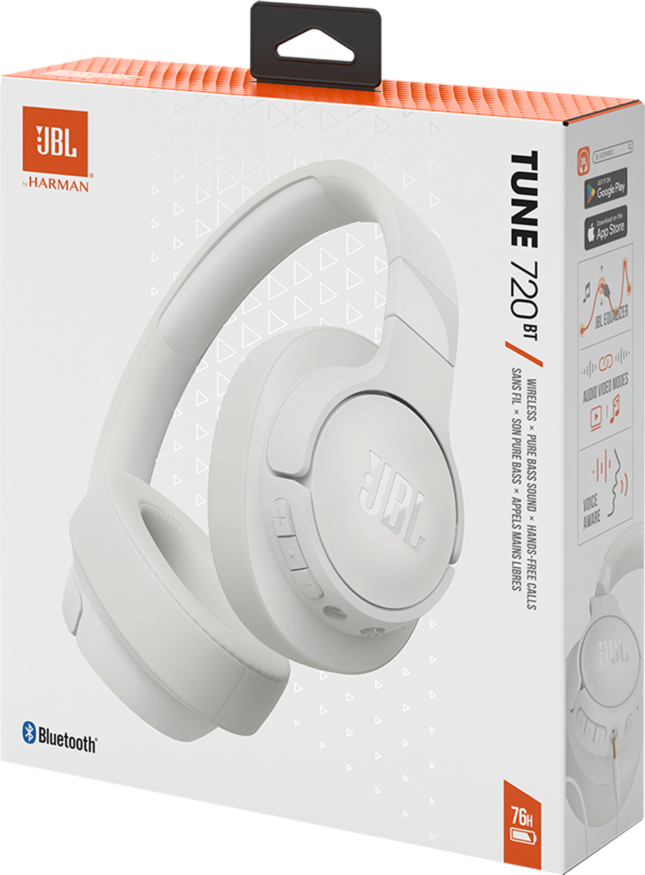 Handsfree Bluetooth JBL Tune 720BT, MultiPoint, A2DP, Wit, Hervat verpakt JBLT720BTWHT