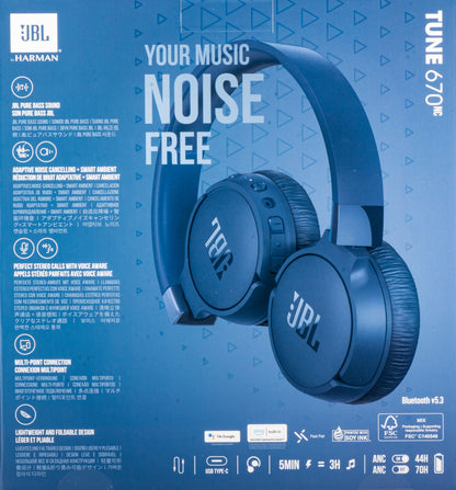 Handsfree Bluetooth JBL Tune 670NC, MultiPoint, A2DP, ANC, Blauw JBLT670NCBLUAP