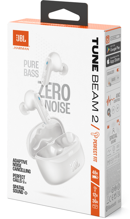 Handsfree Bluetooth JBL Tune Beam 2, TWS, ANC, MultiPoint, Wit JBLTBEAM2WHT