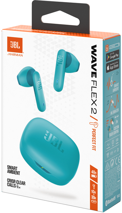 Handsfree Bluetooth JBL Wave Flex 2, TWS, ANC, MultiPoint, Blauw JBLWFLEX2BLU