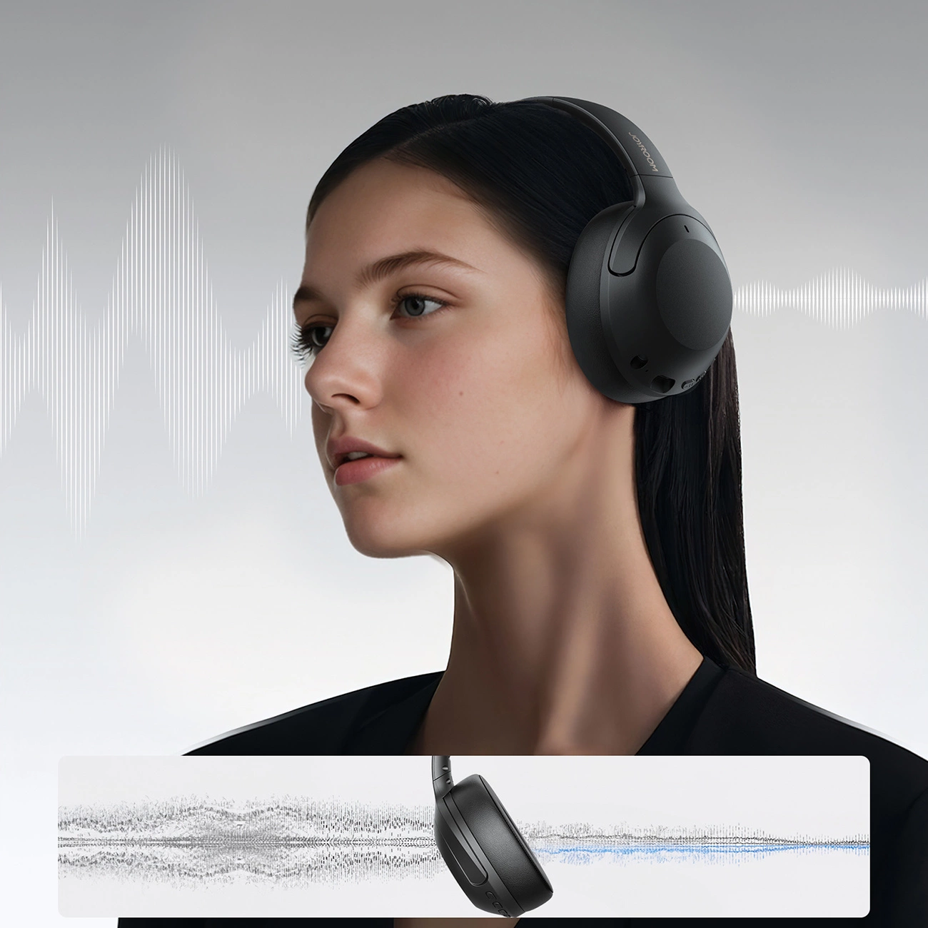 Handsfree Bluetooth Joyroom JR-JH2, A2DP, ANC, Zwart