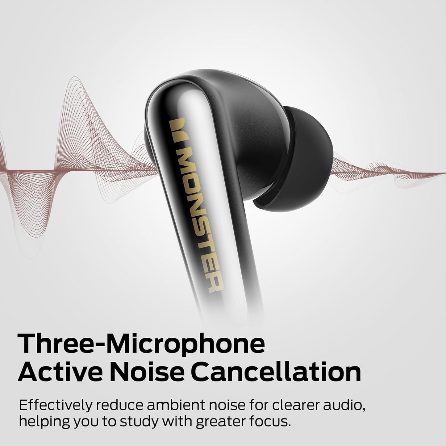 Bluetooth Handsfree Monster Clarity 200, TWS, ANC, Zwart