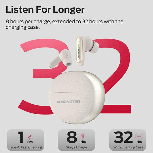 Handsfree Bluetooth Monster N-Lite 310, TWS, Lichtcrème
