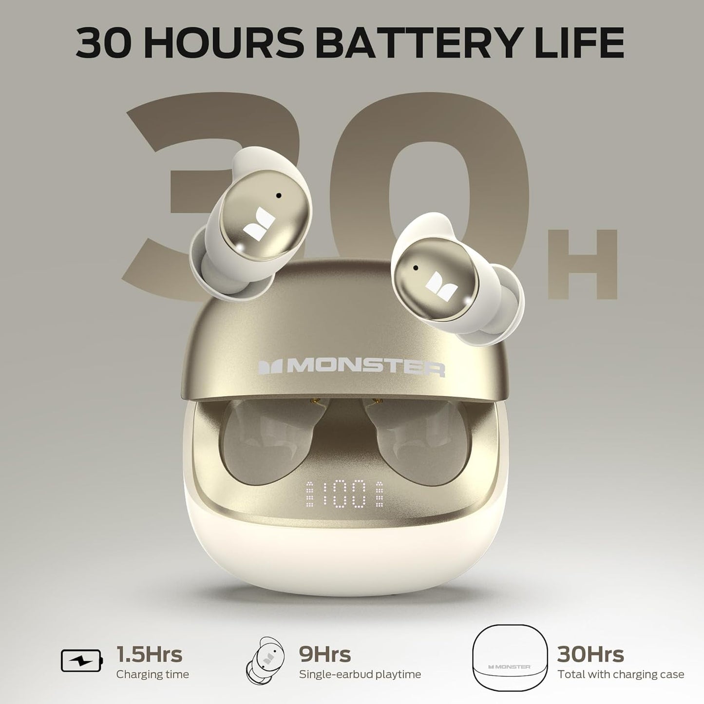 Handsfree Bluetooth Monster Sleep Ear200, TWS, ANC, Goud